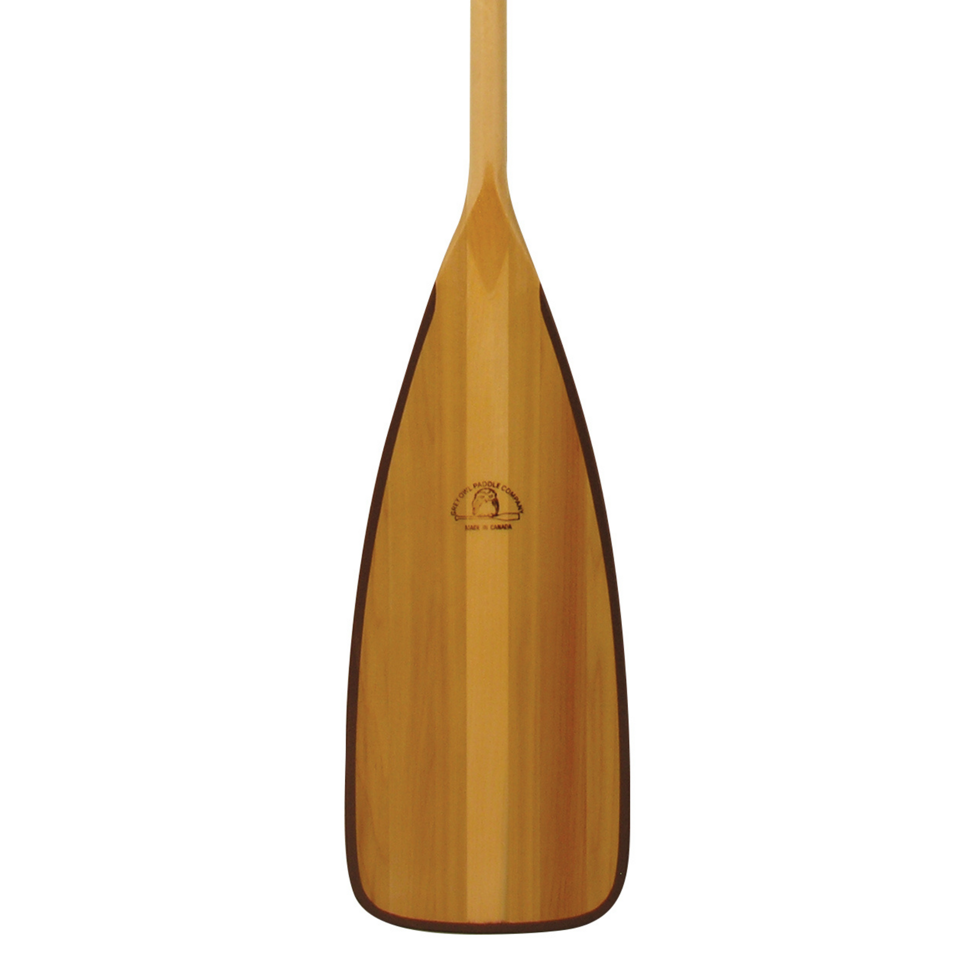 Fleetwood lightweight cedar solo canoe paddle with cambered blade and pear grip for freestyle paddling