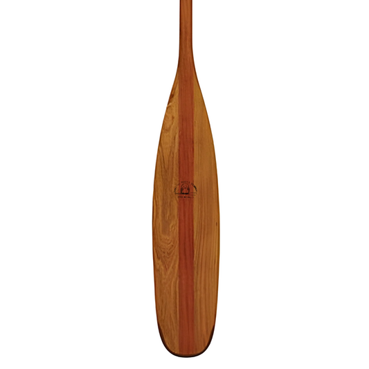 "Black cherry canoe paddle – Grey Owl Guide model with cambered blade and epoxy tip for deep water
"