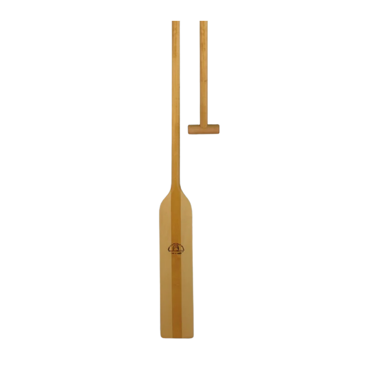 Lightweight pool training canoe paddle with narrow cambered blade and maple grip for off-season stationary stroke practice